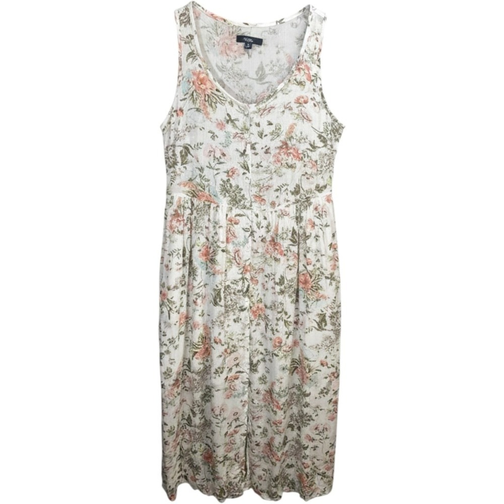 Frye Floral Button Front Midi Dress Small Cottagecore Prairie Boho Shabby Chic